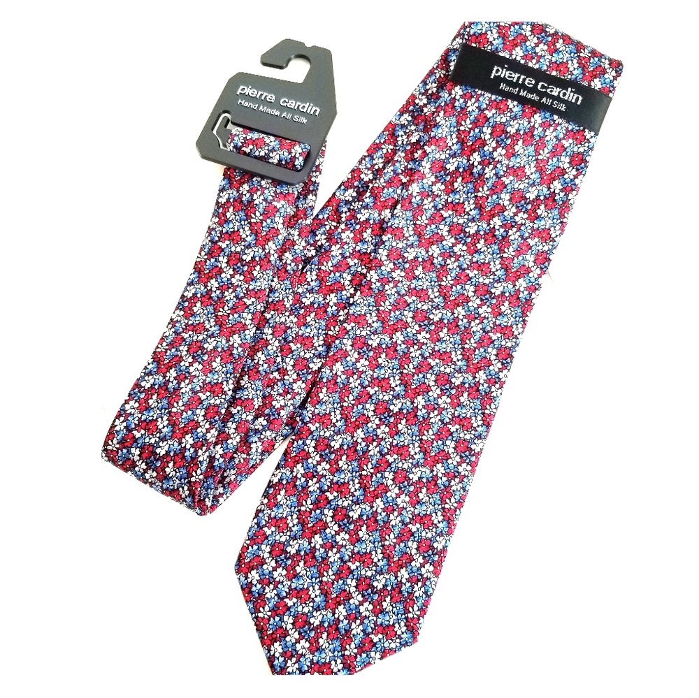 NWT Pierre Cardin Floral Print Men's Tie Red